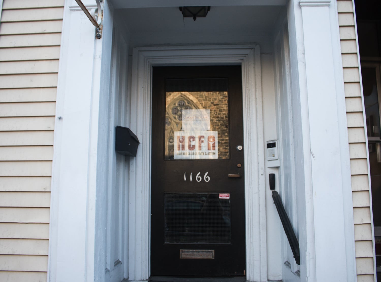 Harvard College Faith and Action occupies offices in a building on Massachusetts Avenue near Harvard Yard.
