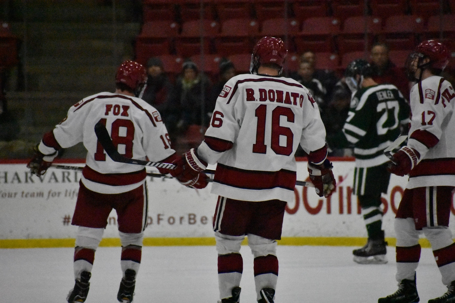 Forward Ryan Donato and defenseman Adam Fox led both teams with seven and six shots on the night respectively. Despite that, they were held to just one point—a Donato assist—between the two of them.