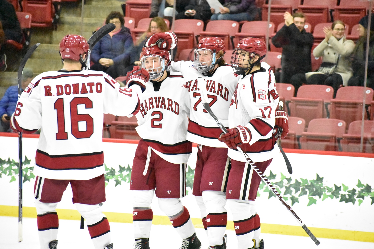Harvard's offense roared back to life after scoring just one goal against Dartmouth in Game 1—the Crimson put the puck in the Big Green net seven times.