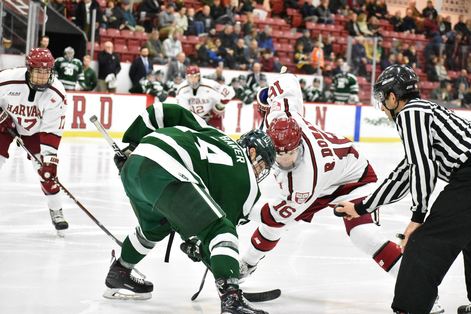 The scoresheet wasn't the only place Ryan Donato (1–3—4) made an impact. The junior won 17 of his 19 faceoffs on Saturday.