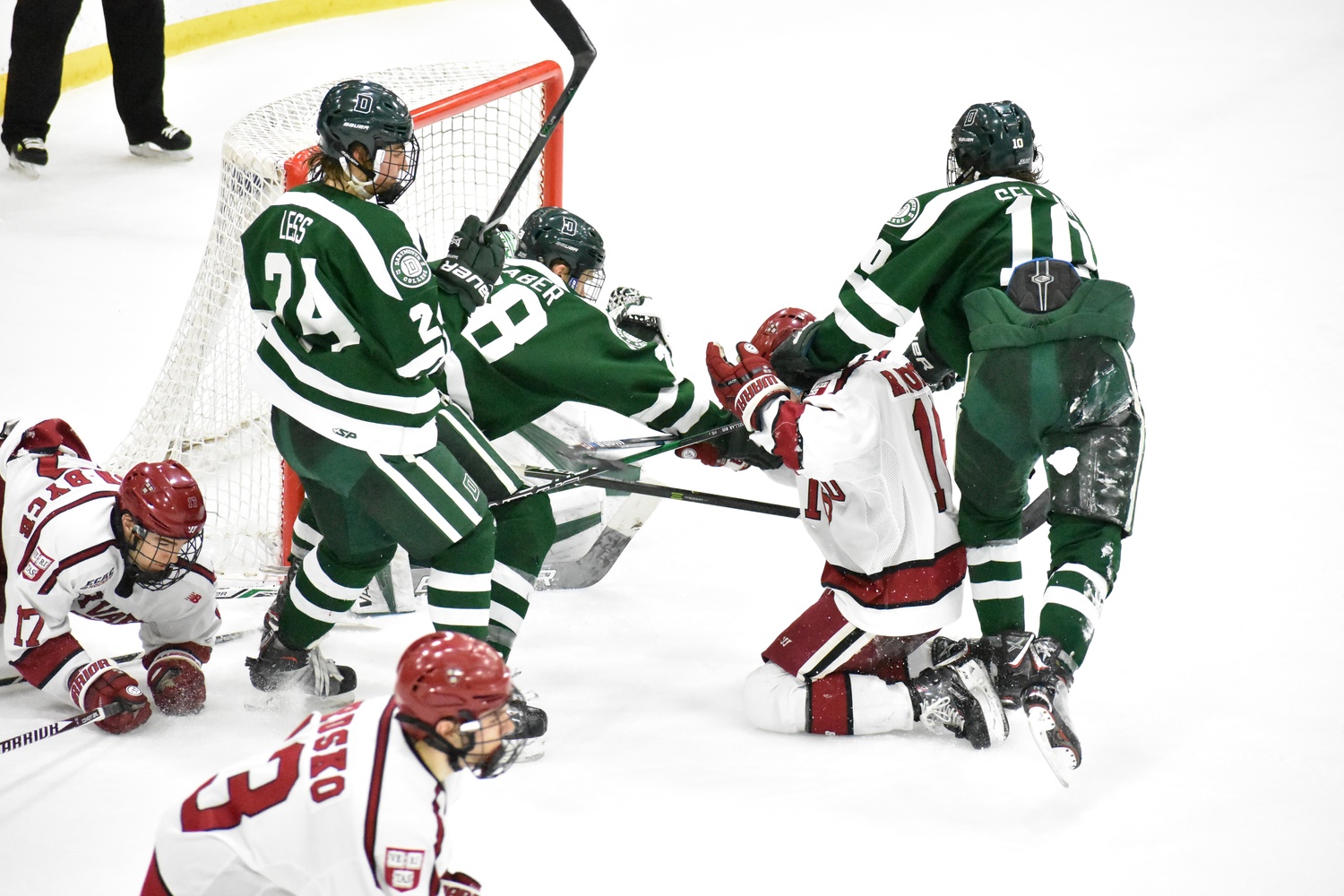 Together, Harvard and Dartmouth took 11 penalties in the game, and the wide margin in the score led to some extracurricular activities.