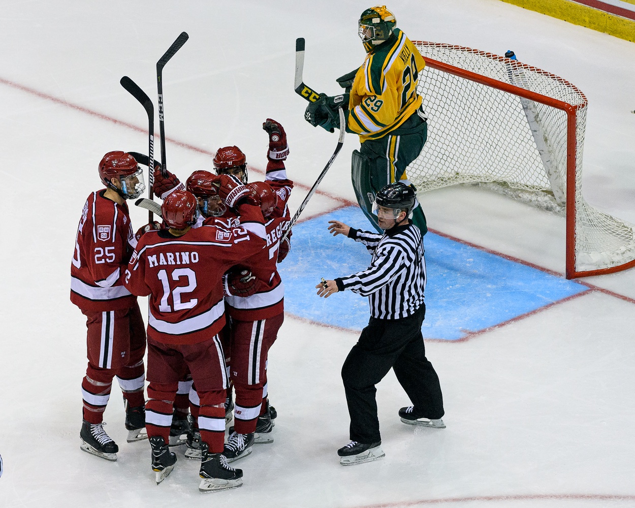 Though the teams traded chances for the early part of the game, the Crimson found a way to capitalize on Clarkson's errors to jump out to an early 3-0 lead.