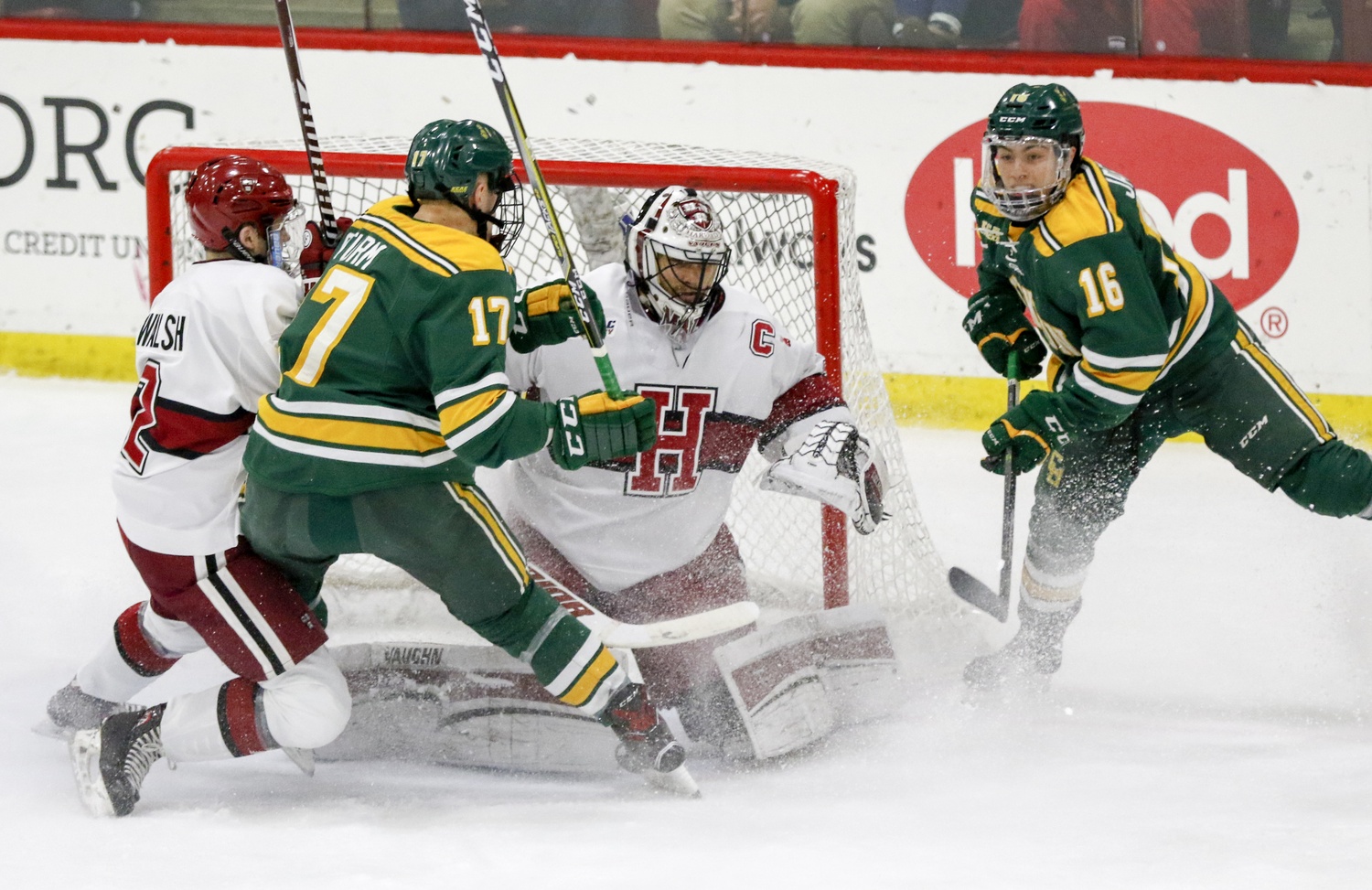 Clarkson forward Nico Sturm was responsible for both Golden Knights goals in a 5-2 Harvard win in February. Though he didn't find the back of the net himself on Friday, he set up Sheldon Rempal's OT winner.