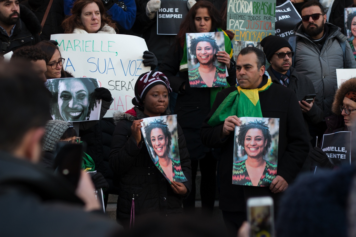 Protesters Gather in Yard to Denounce Brazilian Activist’s Assassination