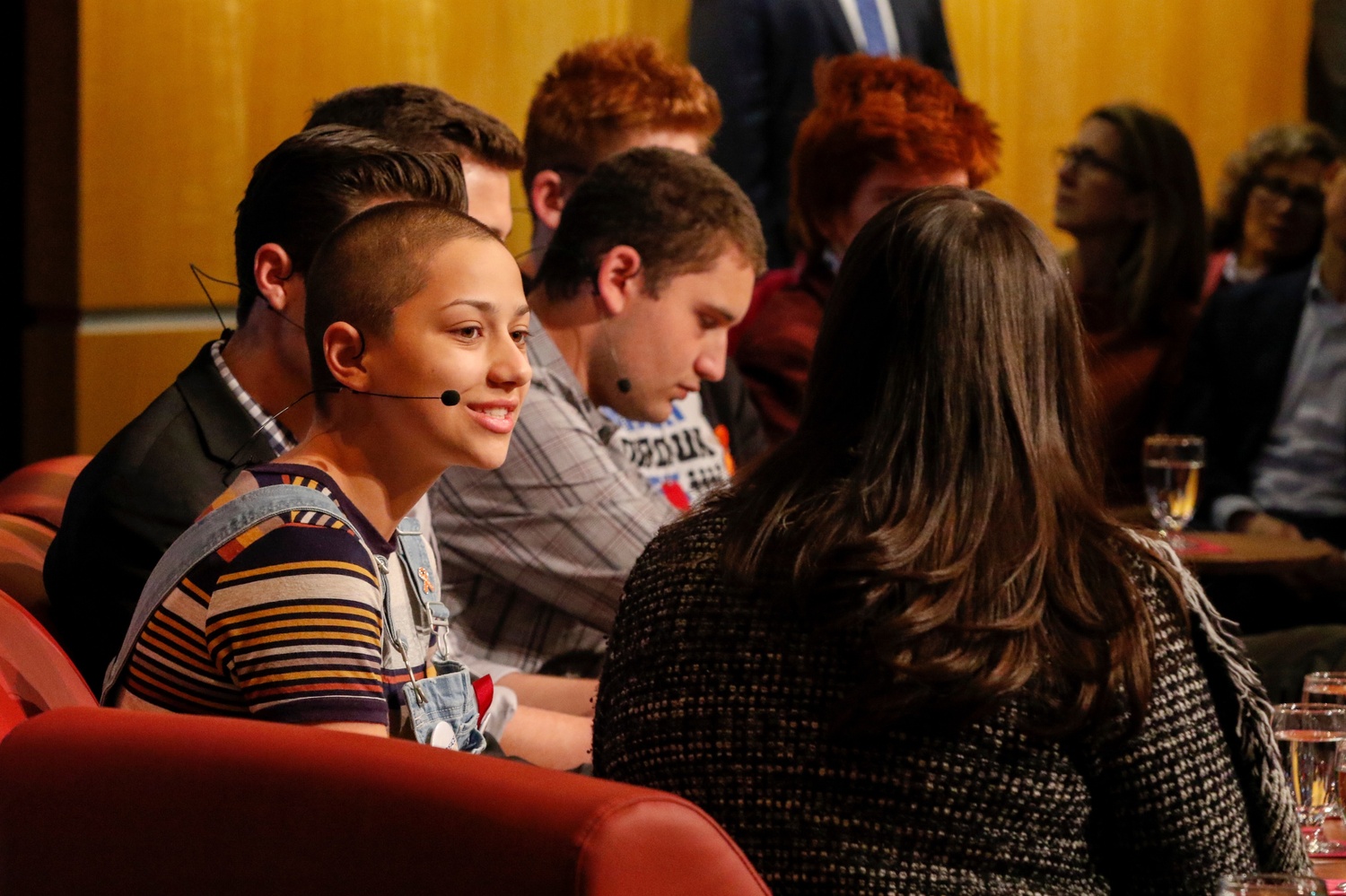 Marjory Stoneman Douglas High School senior Emma González and five of her classmates spoke at the JFK Jr. Forum Tuesday about their organization of the #NeverAgain movement, a push to end gun violence across the United States.