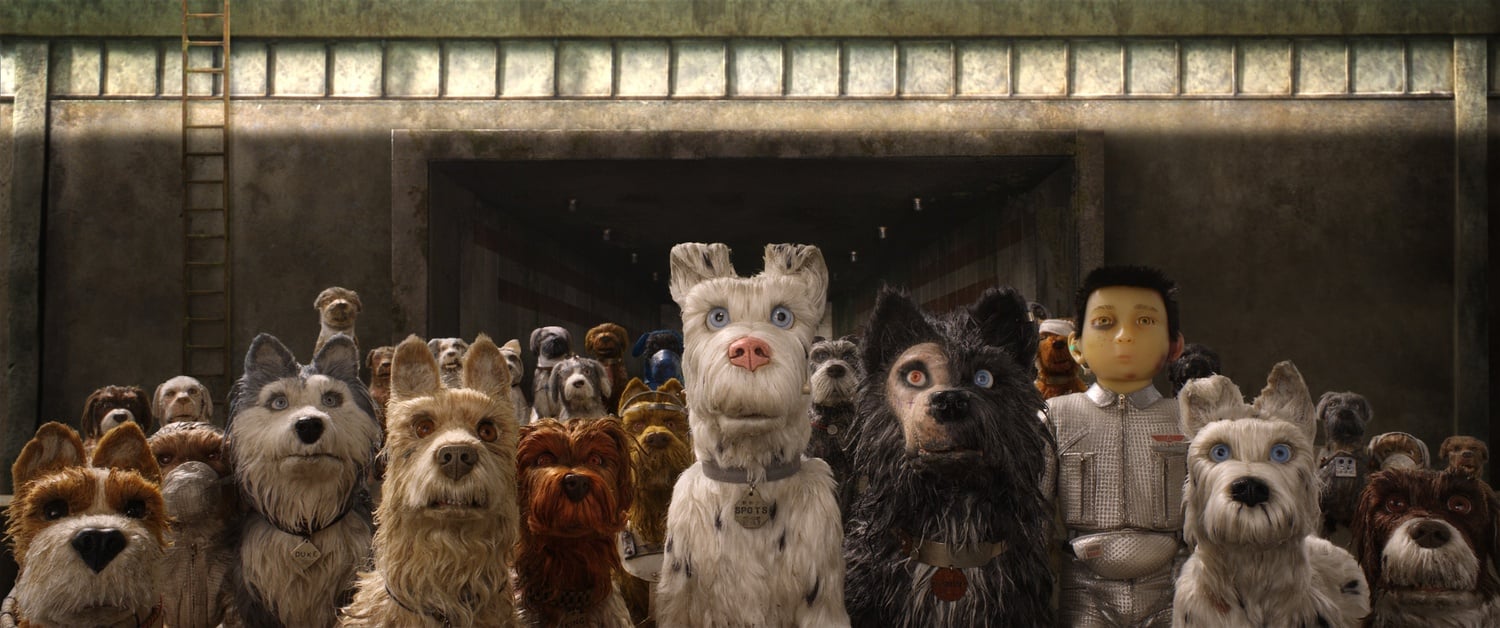 Bill Murray as “Boss,” Jeff Goldblum as “Duke,” Edward Norton as “Rex,” Bob Balaban as “King,” Liev Shreiber as “Spots,” Harvey Keitel as “Gondo,” Koyu Rankin as “Atari Kobayashi” and Bryan Cranston as "Chief” in the film ISLE OF DOGS.
