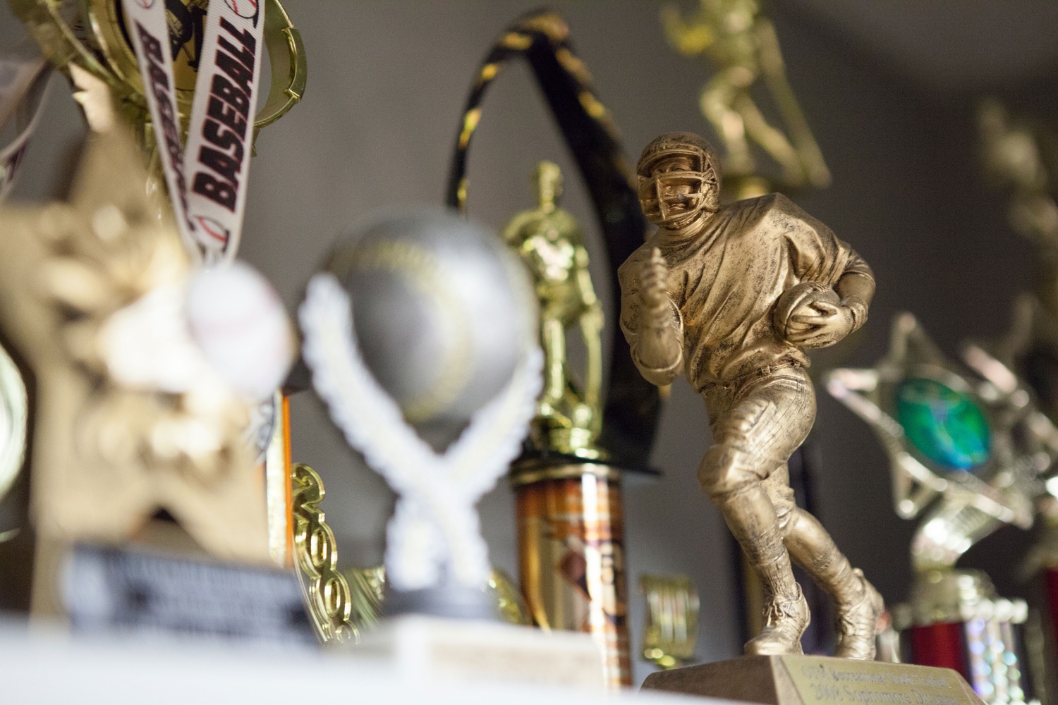 A trophy shelf in the Abercrombie home in Hoover, Ala.