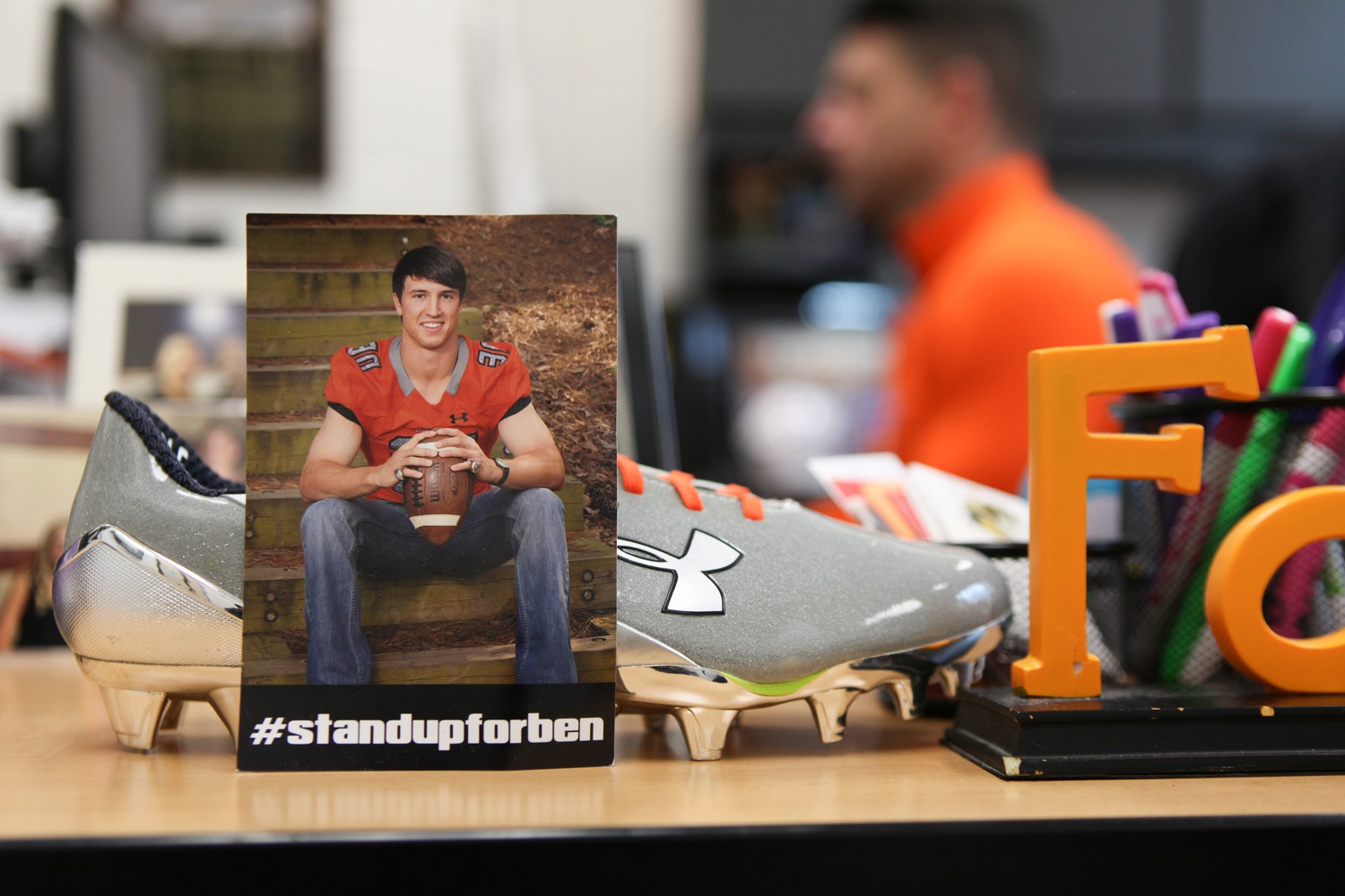 Hoover High School coach Josh S. Niblett keeps a photograph of Ben on his desk.