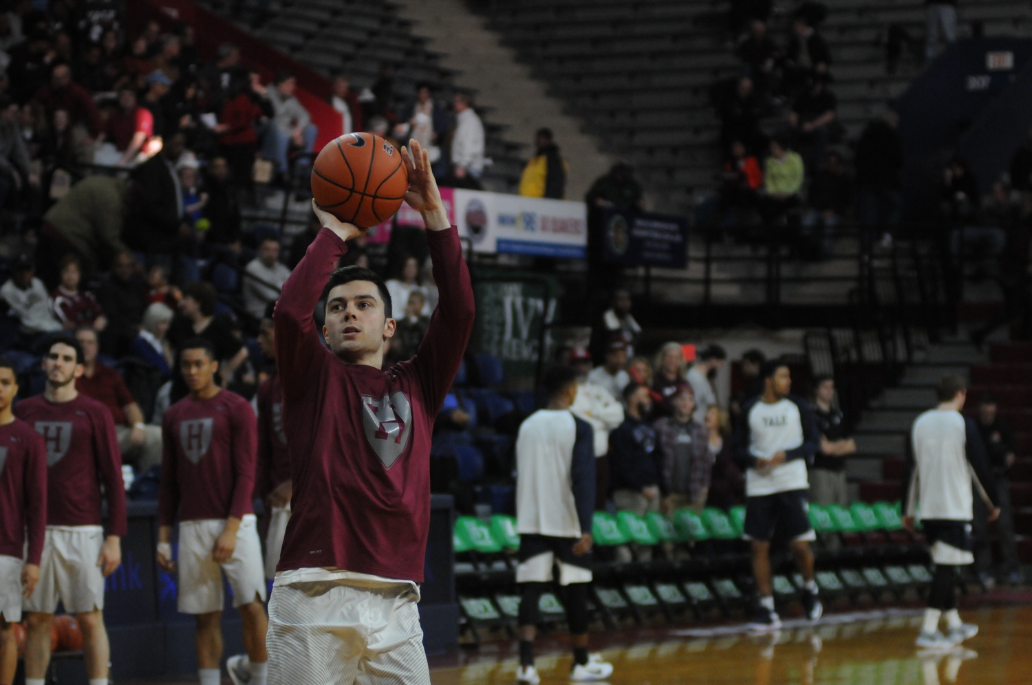 Matt Fraschilla warms up at the Palestra before his final game in a Crimson jersey during last year's Ivy Tournament. 