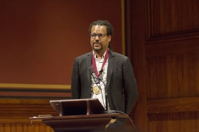 Cover image for Novelist Colson Whitehead Wins 2018 Harvard Arts Medal 
