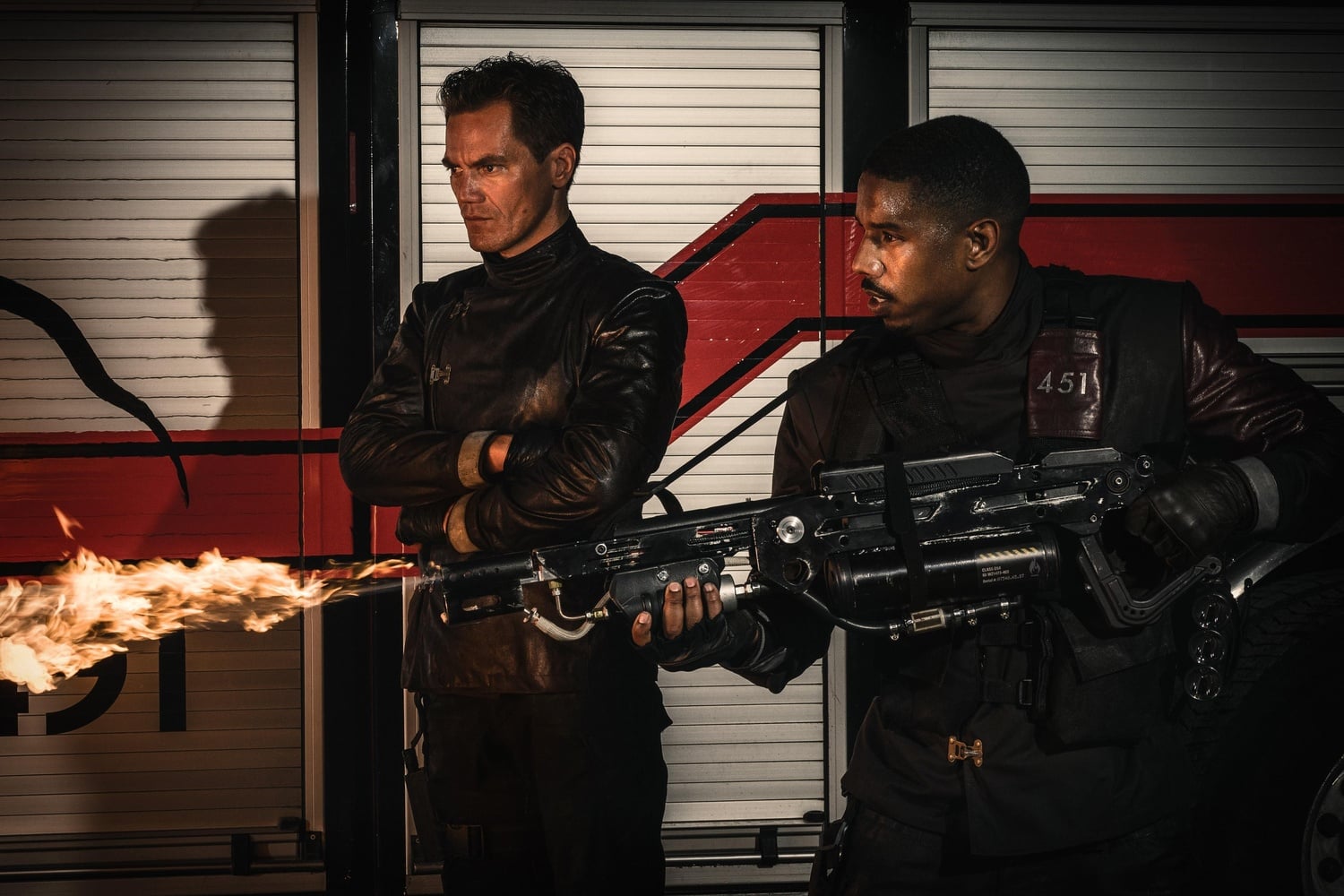 Michael Shannon and Michael B. Jordan star in "Fahrenheit 451," directed by Ramin Bahrani, which premiered at the Cannes Film Festival, 2018. 