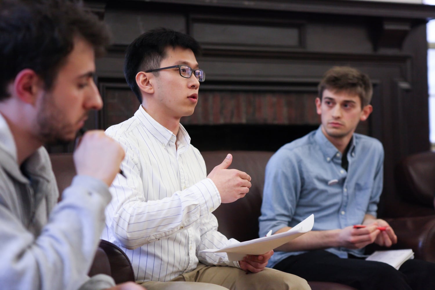 Jae Hyeon Lee, a graduate student in the Department of Physics, argues against unionization at a debate on the issue hosted by The Crimson in early 2018.
