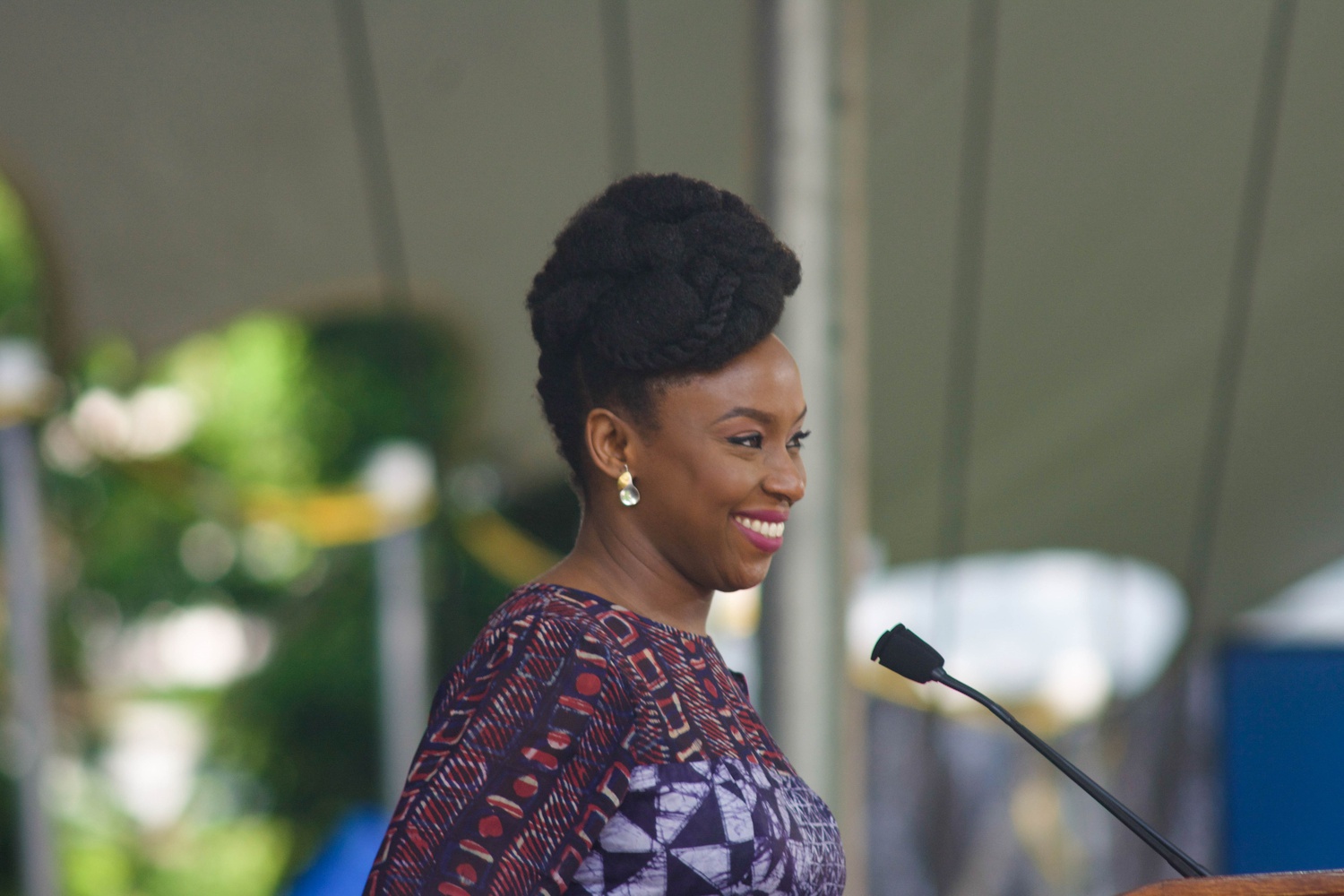 Novelist and Class Day speaker Chimamanda Ngozi Adichie addresses the Class of 2018 on Wednesday.