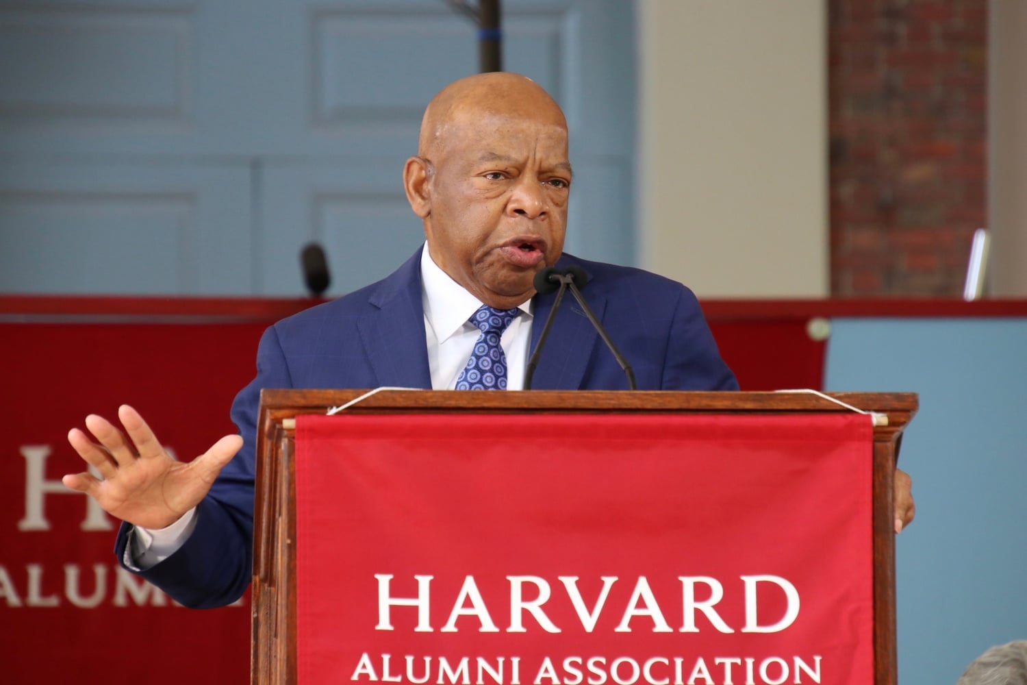 Congressman and principal Commencement Day speaker John Lewis addresses the Harvard College Class of 2018 on May 24.