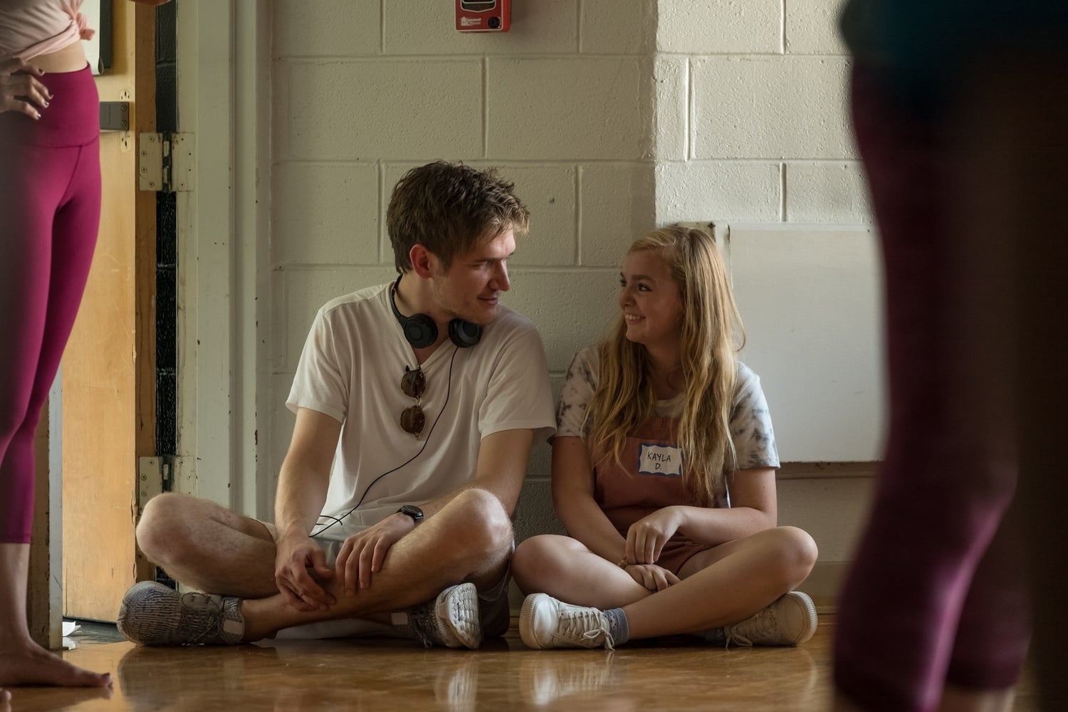 Bo Burnham with Elsie Fisher on the set of "Eighth Grade," directed by Burnham. 