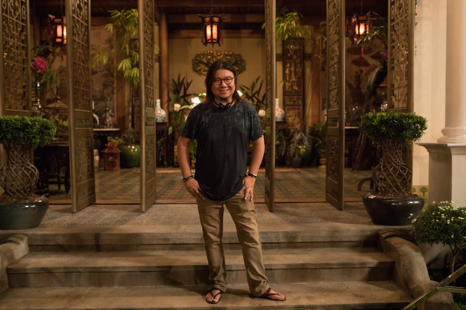 Executive producer and author KEVIN KWAN on the set of Warner Bros. Pictures' and SK Global Entertainment's and Starlight Culture's contemporary romantic comedy "CRAZY RICH ASIANS," a Warner Bros. Pictures release.