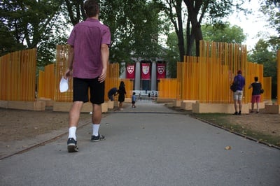 Cover image for 'Like Fire in the Middle' of Harvard Yard: Baldwin-Inspired Sculpture Draws Viewers
