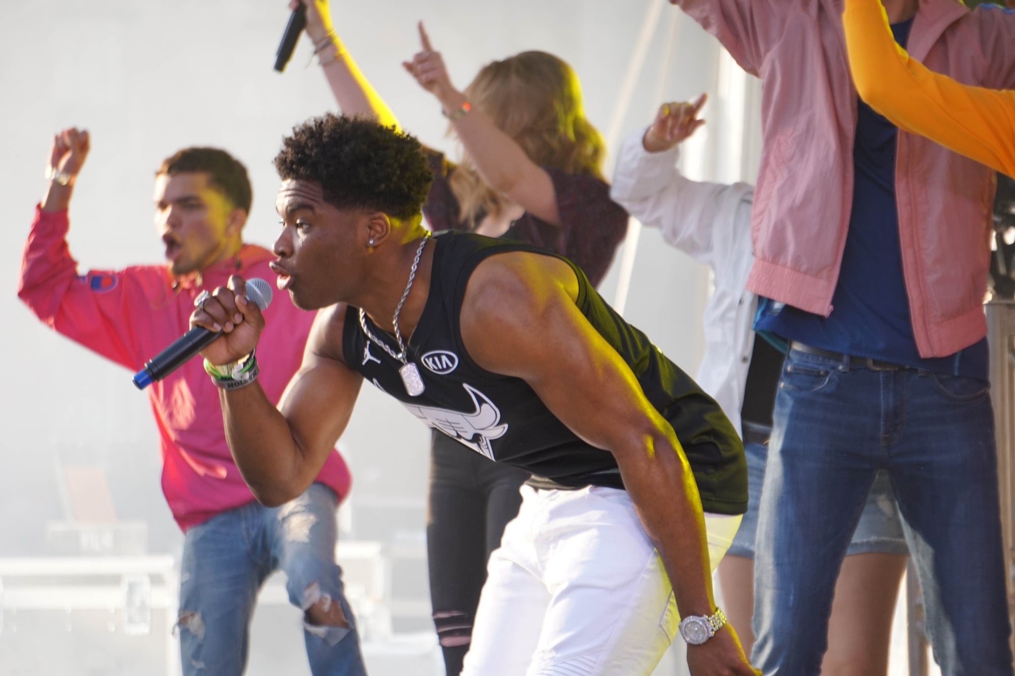 Bertram C. Watson Jr. '21 and other members of 21 Colorful Crimson performed at Yardfest 2018 in April.