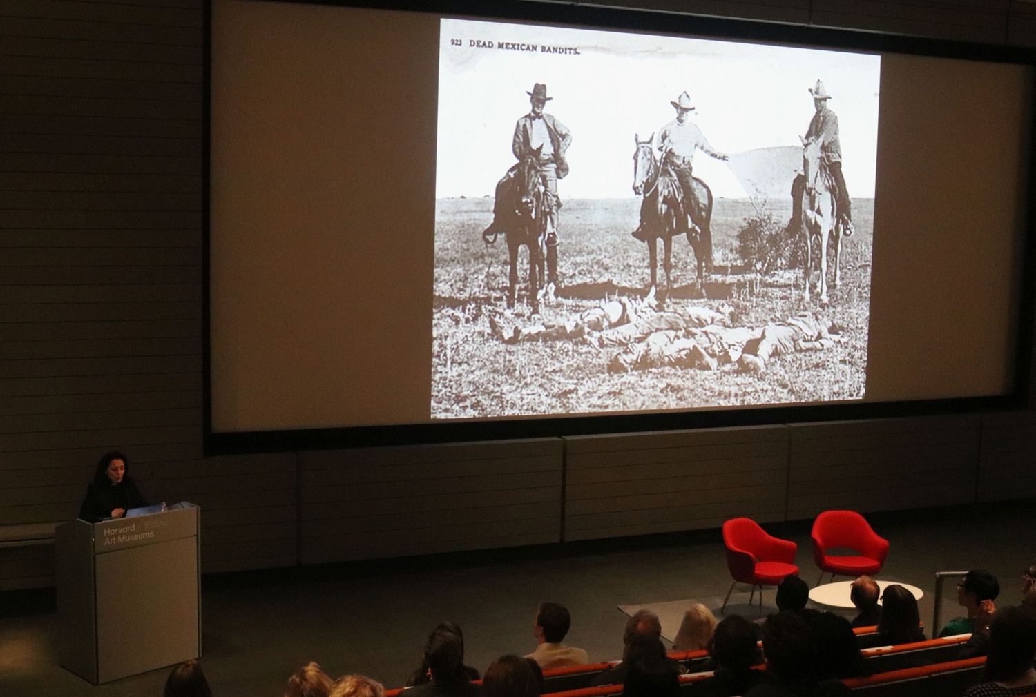 Artist Teresita Fernández discusses her work in connection to her art instillation Autumn (... Nothing Personal) during a lecture at the Harvard Art Museum on Thursday.