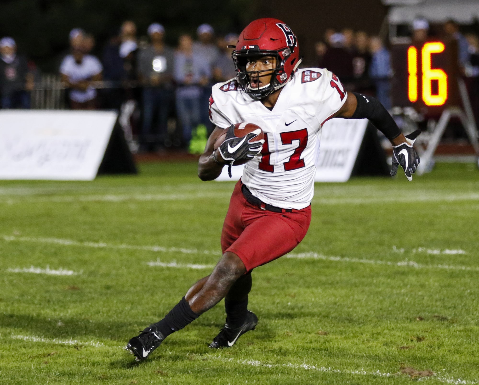 Junior Justice-Shelton Mosley has the fourth highest number of career receptions of any Harvard player ever, with 137.