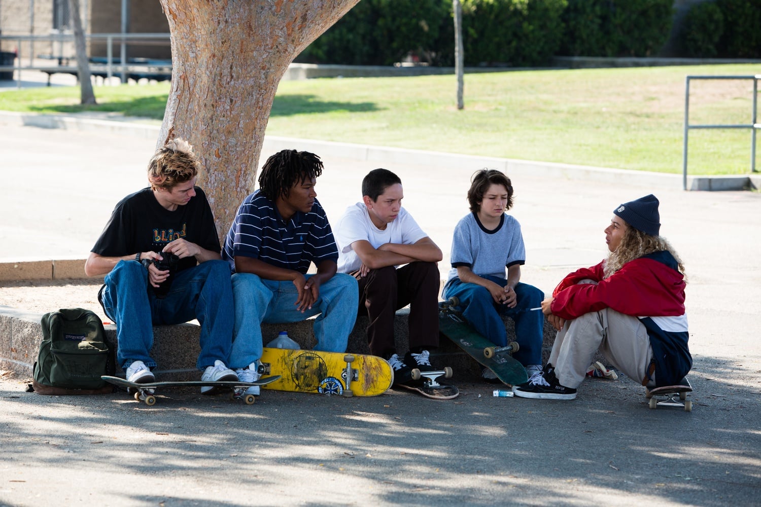 Sunny Suljic, Na-kel Smith, Olan Prenatt, Gio Galicia, and Ryder McLaughlin star in "Mid 90s" (2018), directed by Jonah Hill.