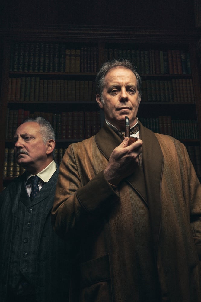 Mark Zeisler and Rufus Collins in the Huntington Theatre Company's production of Sherlock's Last Case, directed by Maria Aitken.