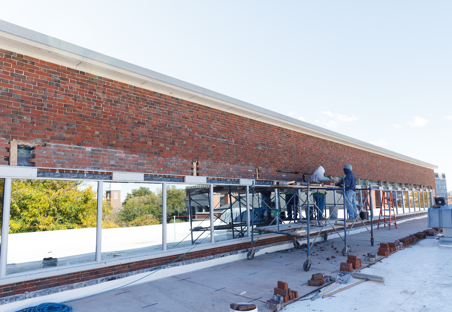 The fourth floor of Lamont Library is undergoing construction.