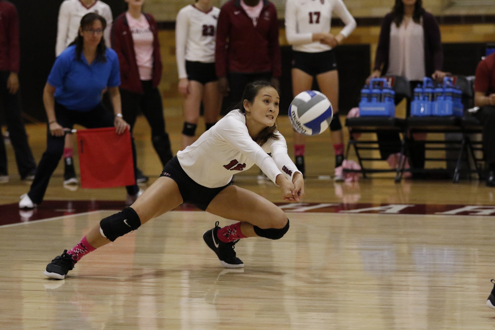 Sophomore Sandra Zeng collected five digs in the win over Dartmouth.