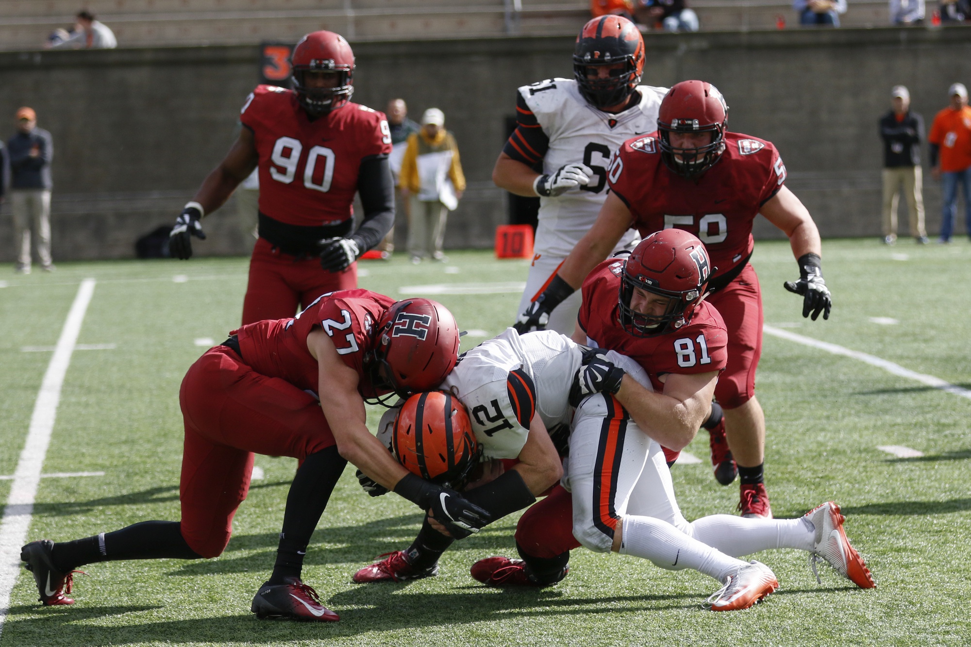 The Crimson's defense limited a potent Princeton attack on Saturday, holding the Tigers to just 29 points compared to their prior season average of 52.