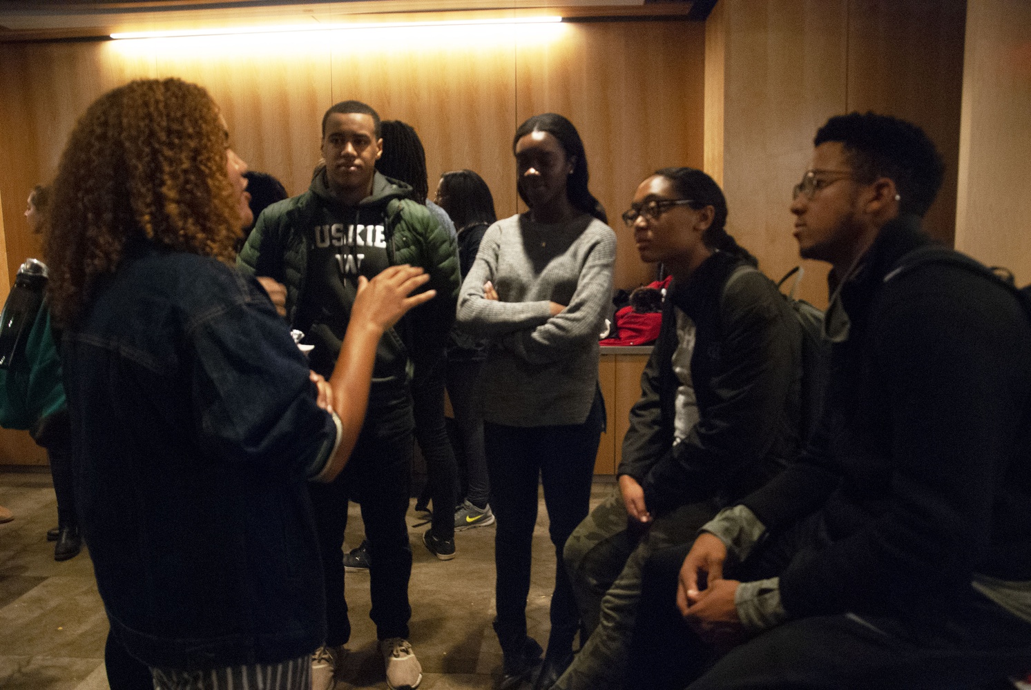 OIE student advisor Jenna M. Gray talks to students at an event about studying abroad as a person of color