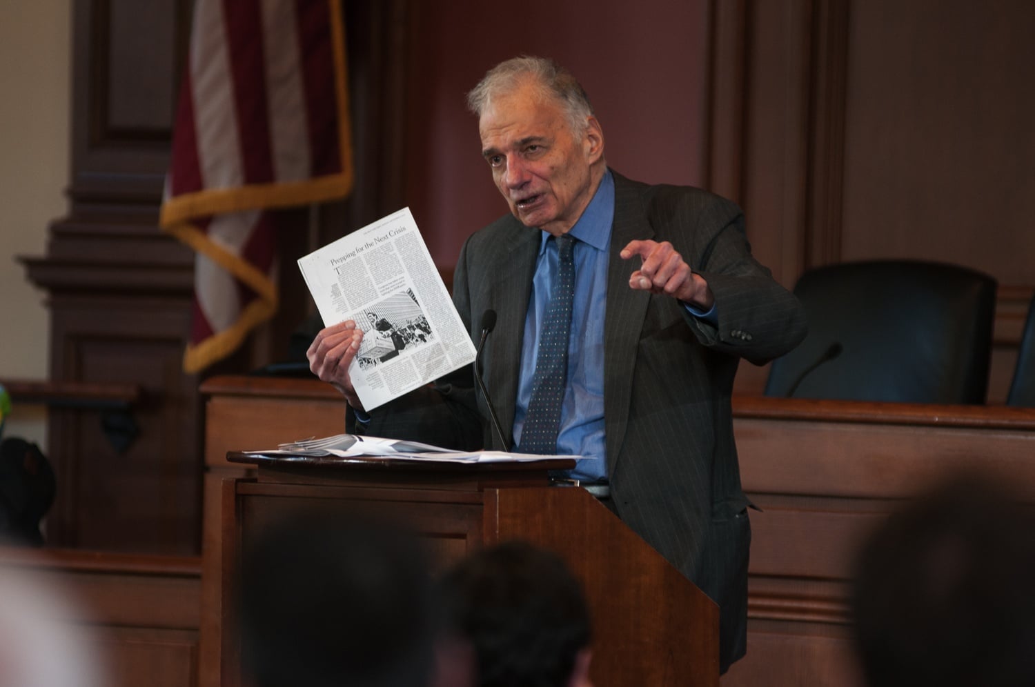 Ralph Nader argued for the importance of public interest law during a talk Thursday.