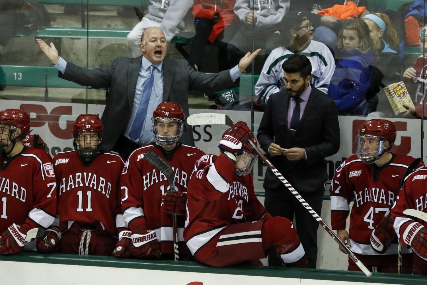 Tempers flared in this matchup of ECAC travel partners, as the Crimson and the Big Green combined for 14 minor penalties through 60 minutes of play.