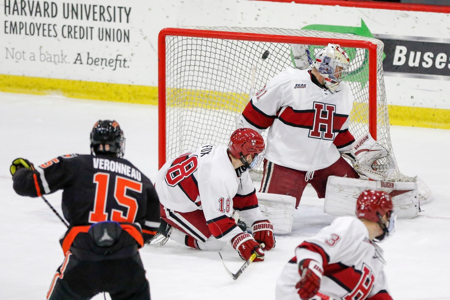 Princeton alternate captain Ryan Kuffner sent two pucks over the left shoulder of Harvard net-minder Michael Lackey on the powerplay.