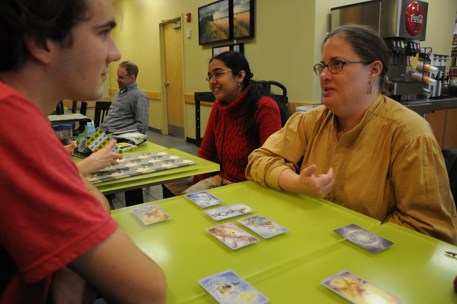 Allison Hooper explains her tarot card reading to FM contributing writer Sam Eisendrath, describing the meaning of each card's symbols and orientation.
