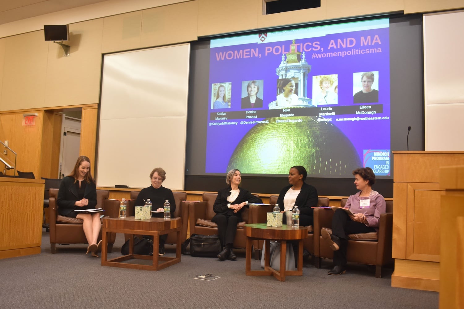 Five panelists discussed ways to increase female political representation in Massachusetts Wednesday afternoon in CGIS South.