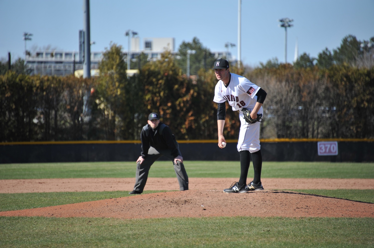 Simon Rosenblum-Larson stares in for the sign during a 2017 game against Brown.