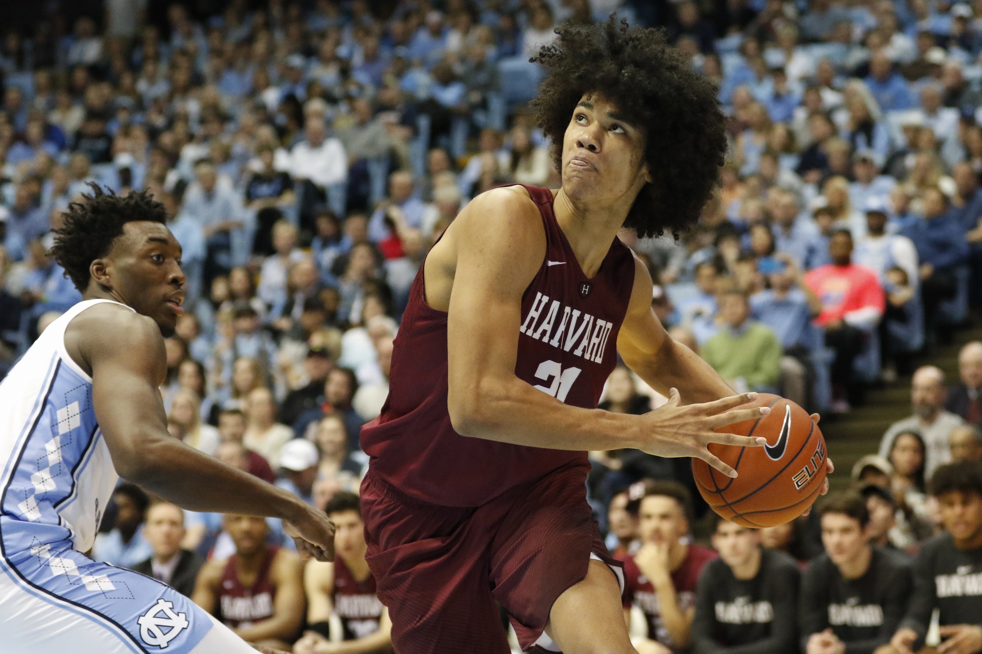 First year Mason Forbes had a five-point performance against the Tar Heels in 19 minutes of action.