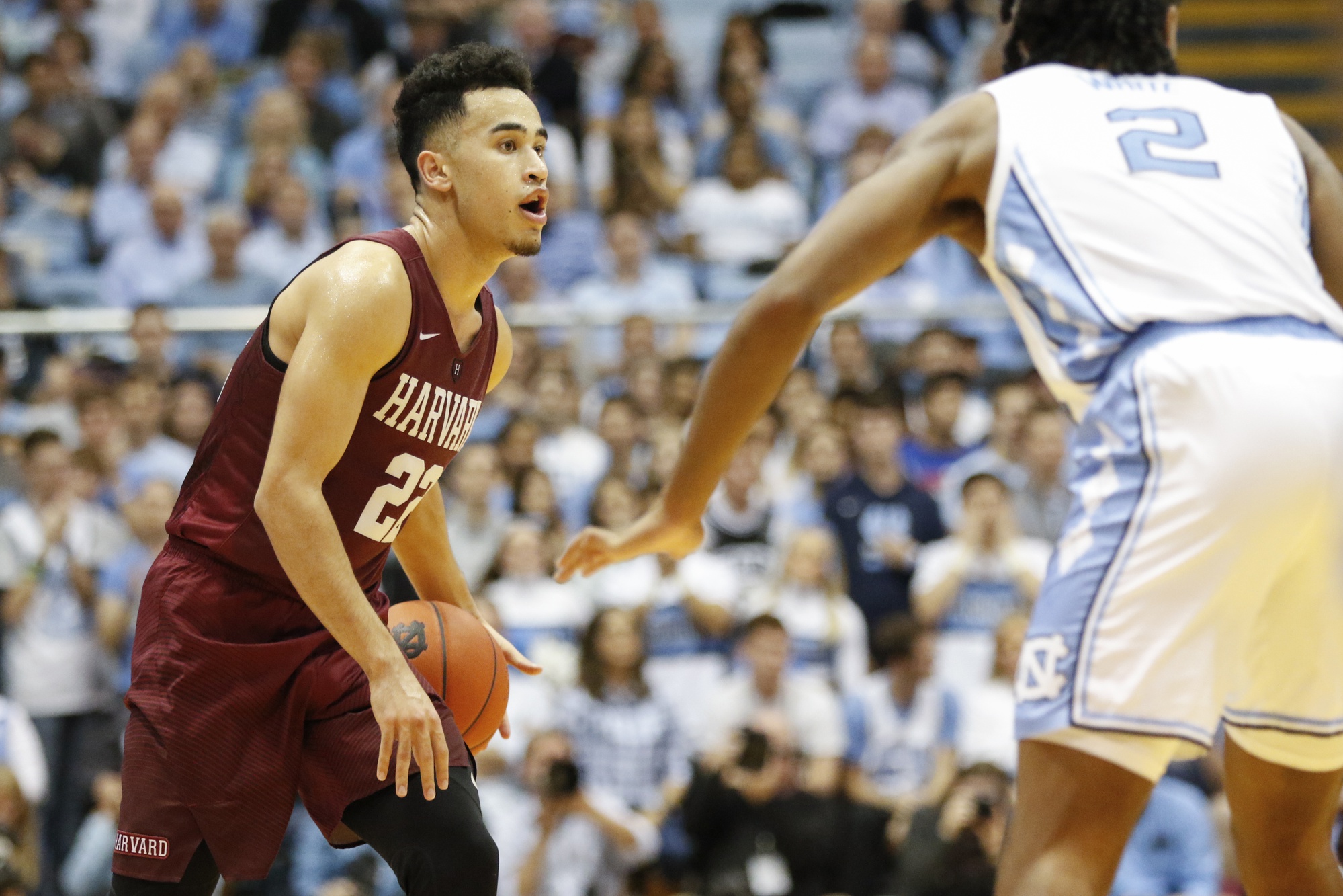 Christian Juzang converted two of the Crimson's eight triples on the night
