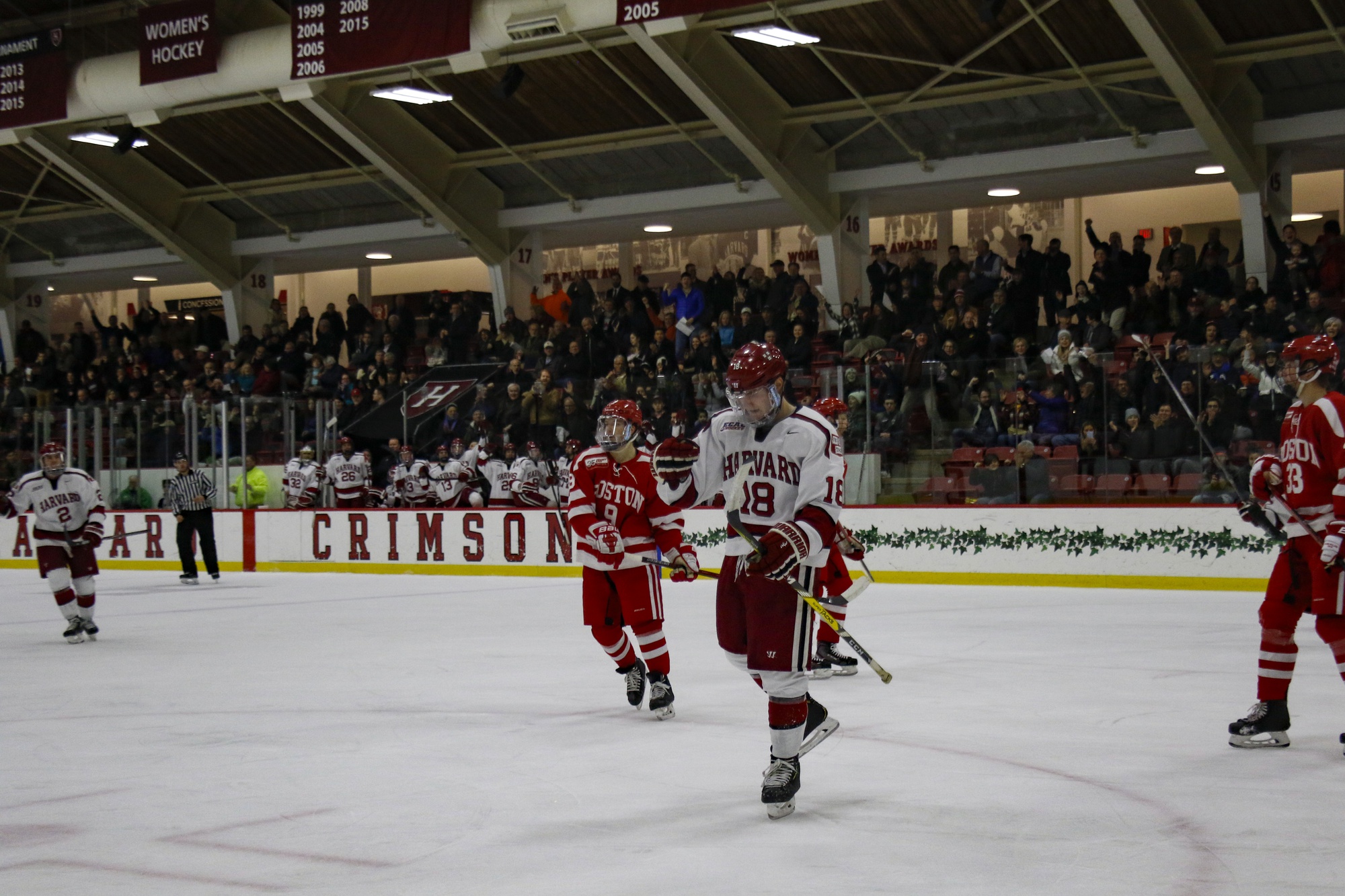 Harvard's elite offensive defenseman, Adam Fox, returned his name to its usual place — the scoresheet — on Tuesday night. Fox opened the scoring for the Crimson with a wrist shot from the slot.