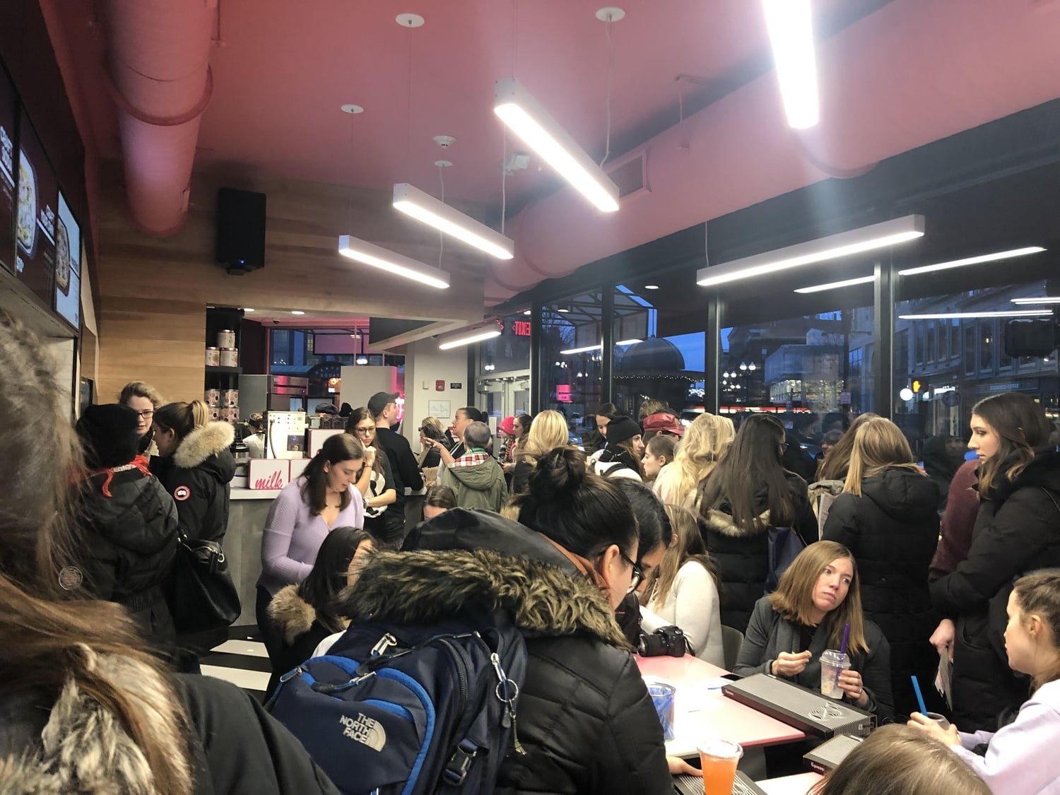 *National Geographic voice* A flock of students enjoy the new delicious delicacies offered at the &amp;pizza and Milk Bar sneak peek.