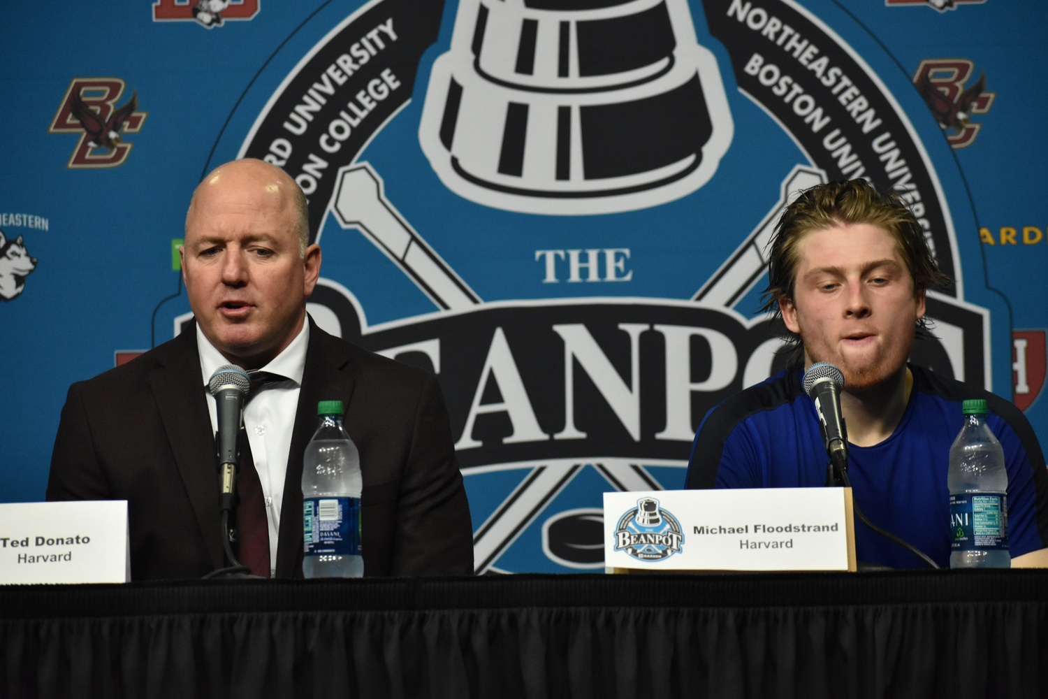 Harvard coach Ted Donato and co-captain Michael Floodstrand were both disheartened and frustrated after the disappointing loss.
