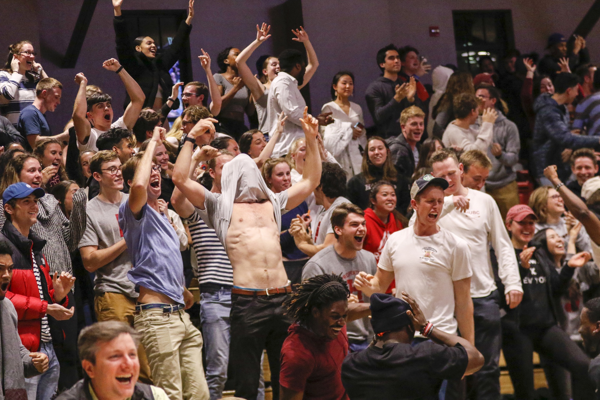 The student section celebrates during the overtime bonanza. In critical moments down the stretch, crowd noise played a factor.