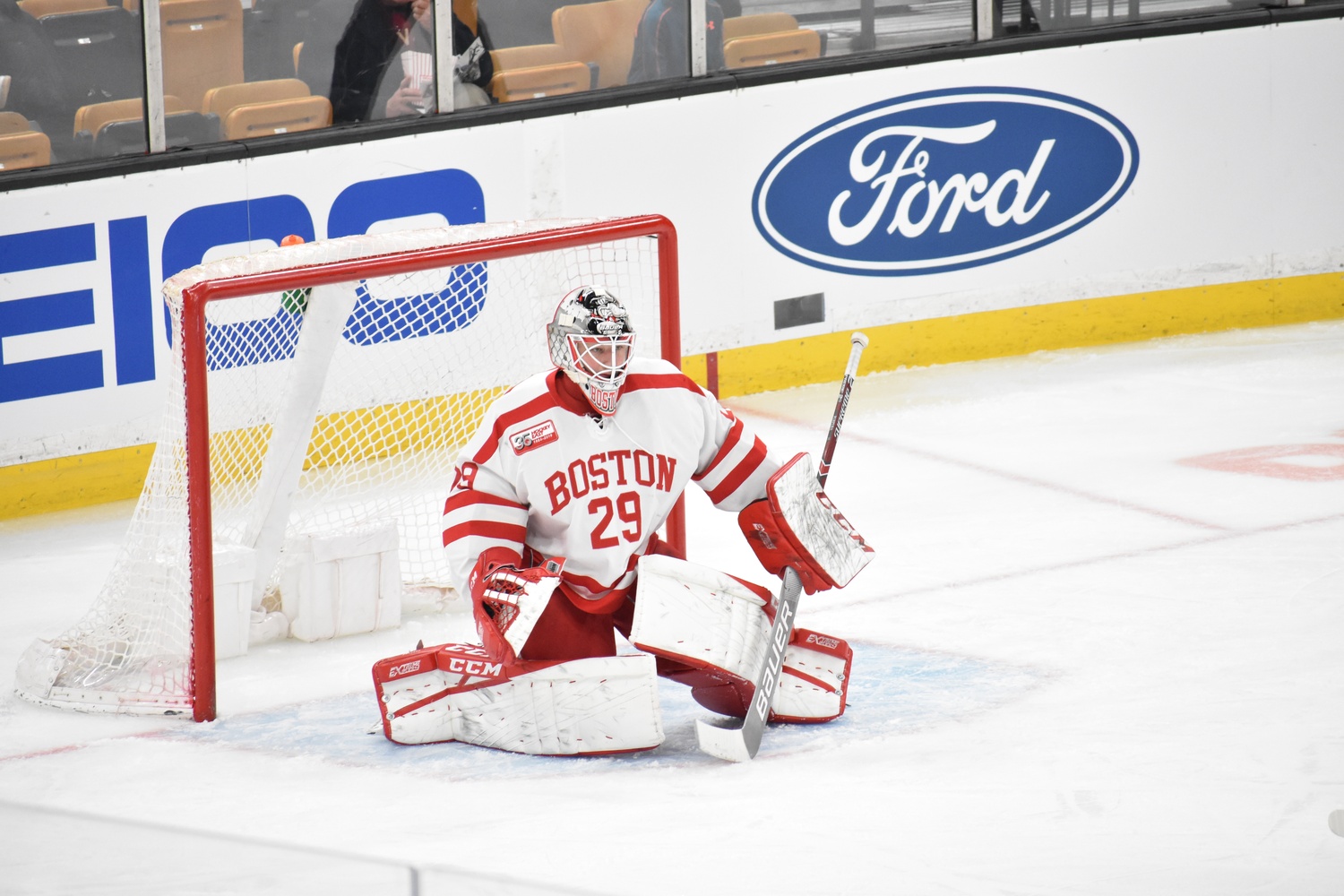 Freshman Vinnie Purpura started in net for the Terriers on Monday, displacing usual starter, junior Jake Oettinger.