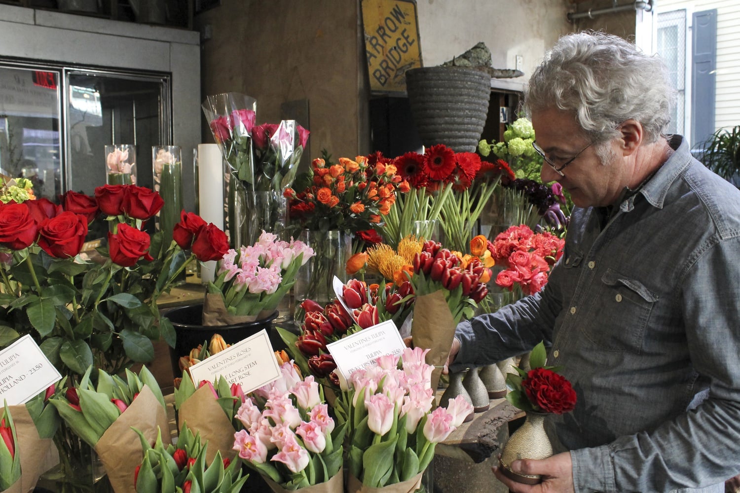 Petali owner John Selletto proudly displays his one-of-a-kind heart-shaped roses.