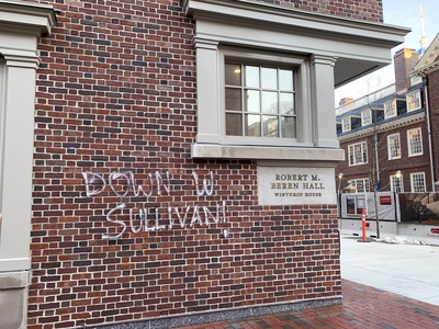 Cover image for HUPD Investigating Winthrop House Graffiti Calling for Sullivan’s Removal