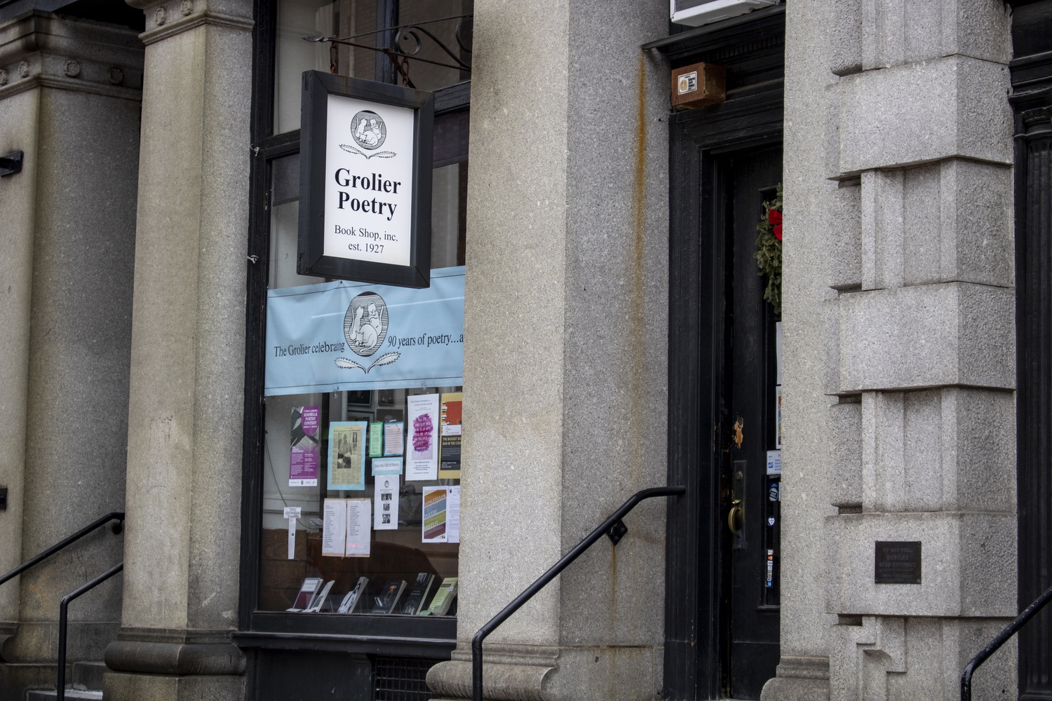 Grolier Poetry Book Shop is situated on Plympton Street next to the Harvard Book Store.