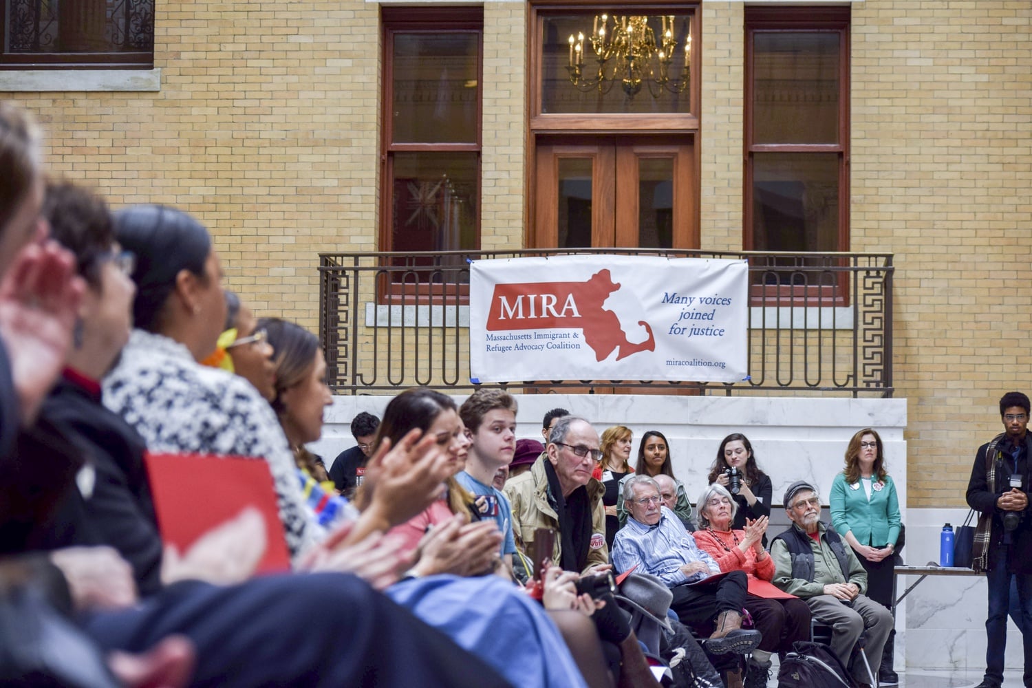A crowd of people attended Immigrants' Day, which was organized by the Massachusetts Immigrant and Refugee Advocacy Coalition.