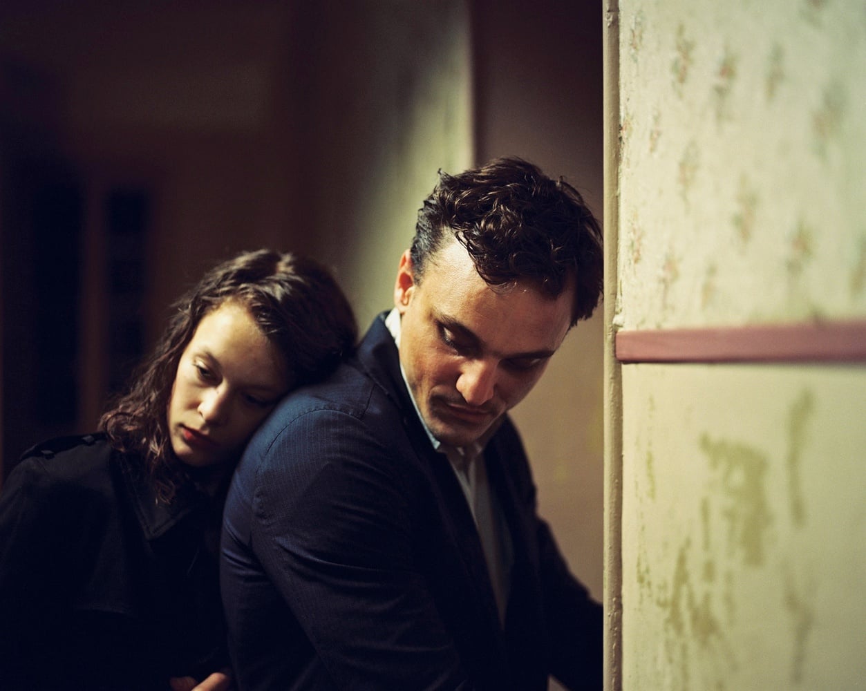 Paula Beer stars as Marie (left) and Franz Rogowski stars as Georg (right) in “Transit” (2018), directed by Christian Petzold.