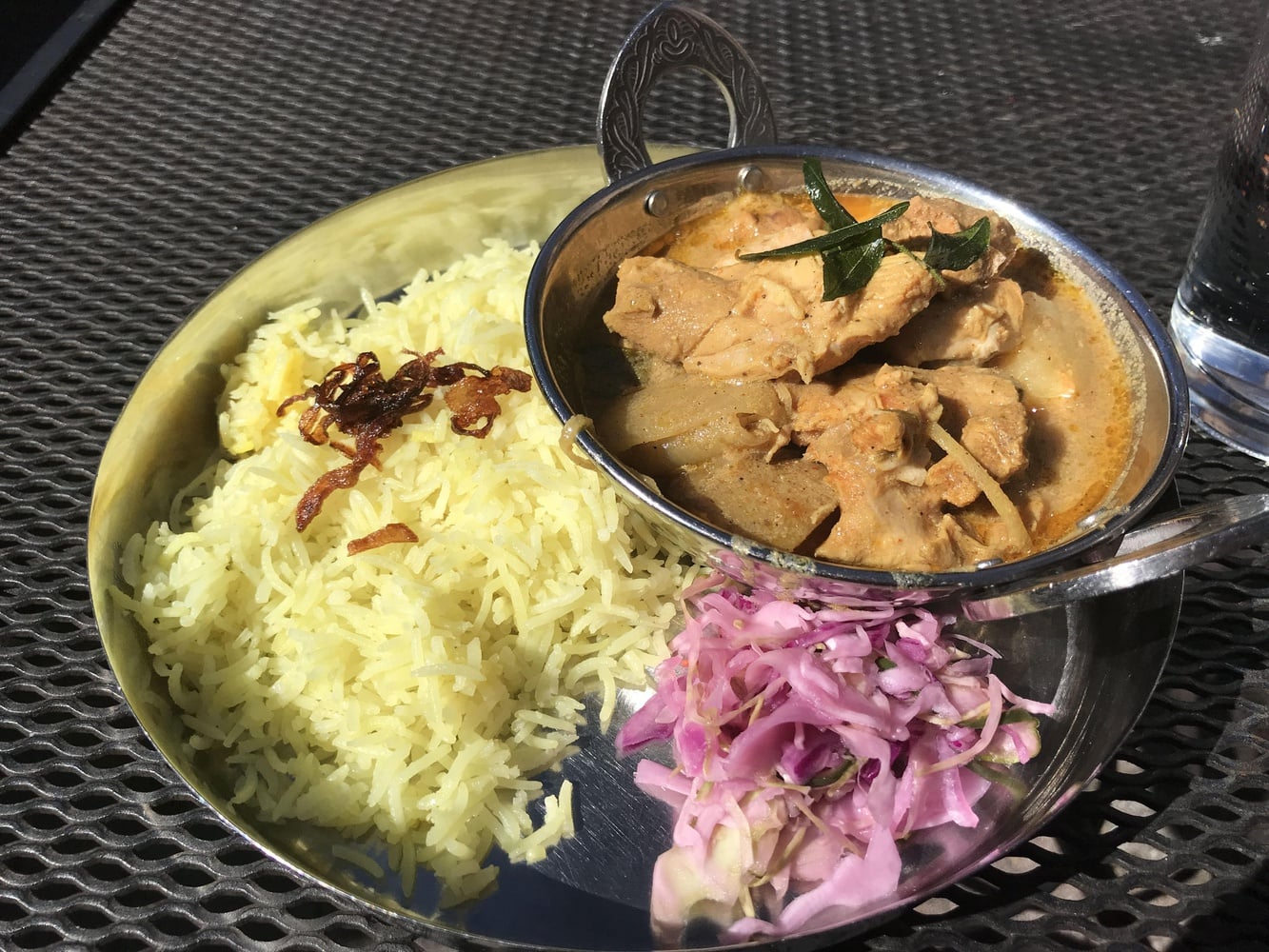 A platter from 5026, an Indian restaurant in Chapel Hill, North Carolina.