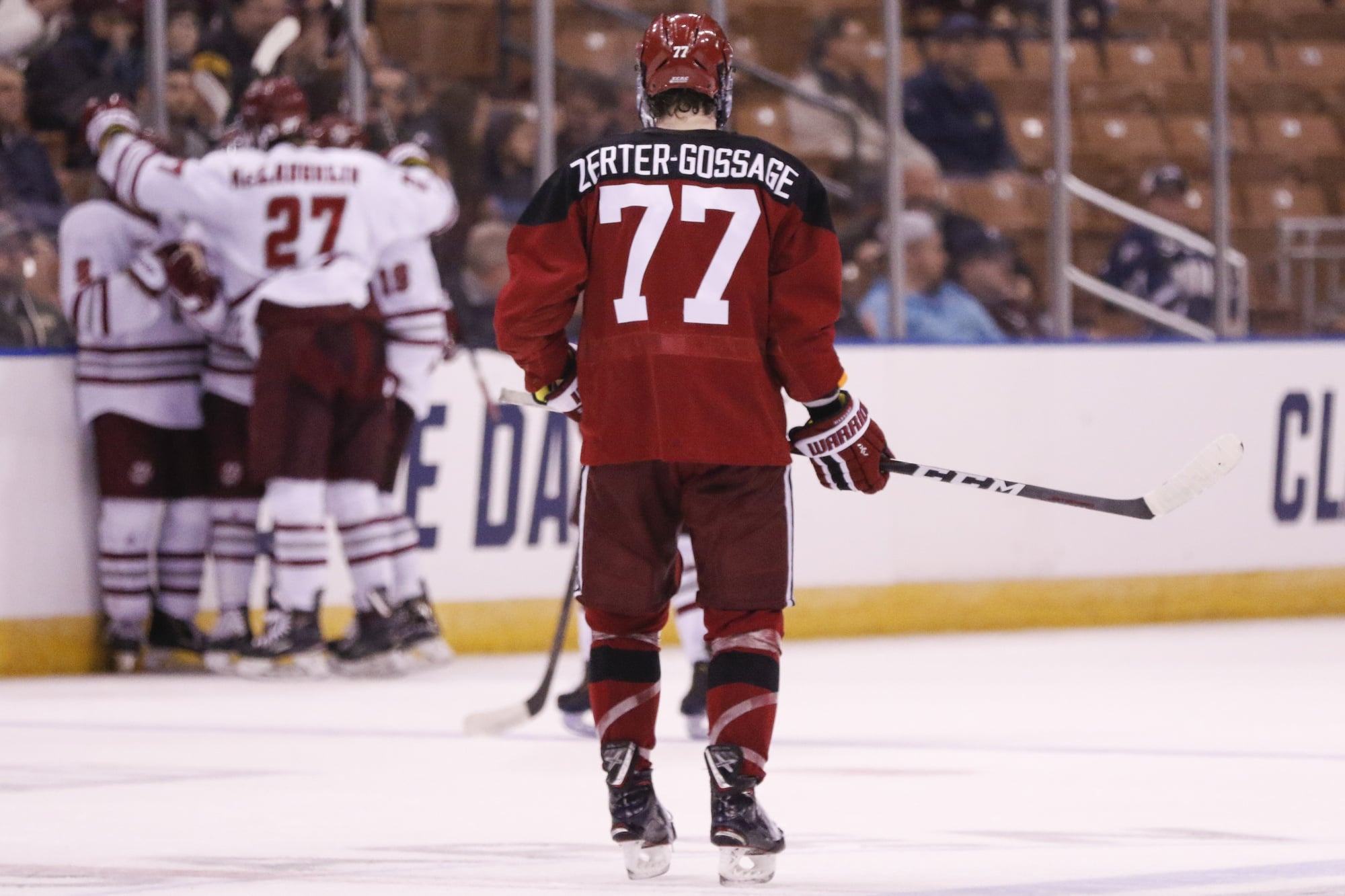 Following the third UMass goal, Harvard was left searching for answers but failed to respond, eventually falling 4-0.